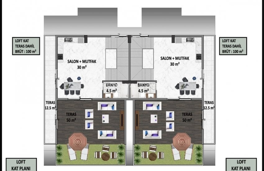 Contemporary Designed Chic Semi Detached Villas in Alanya Center 44