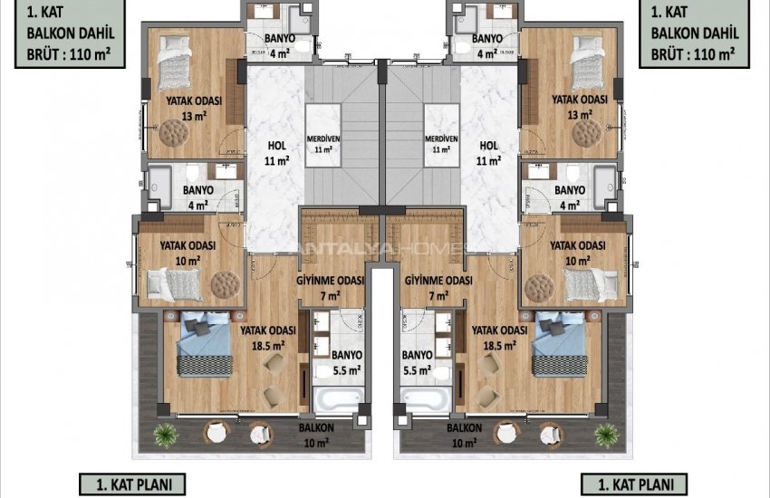 Contemporary Designed Chic Semi Detached Villas in Alanya Center 40