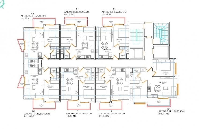 Centrally Located Luxury Apartments in a Complex with Pools in Alanya 25