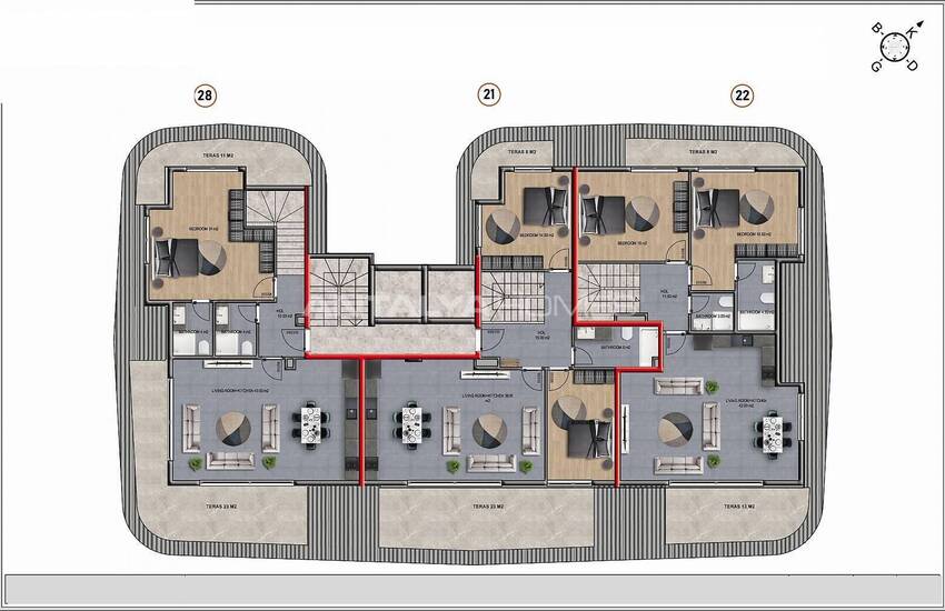 Immobiliers Modernes Dans Un Projet Situé Au Centre Alanya 34