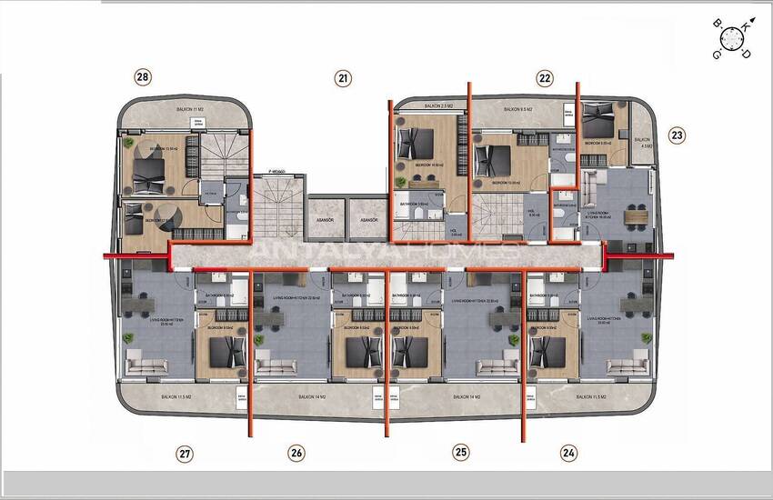 Immobiliers Modernes Dans Un Projet Situé Au Centre Alanya 33