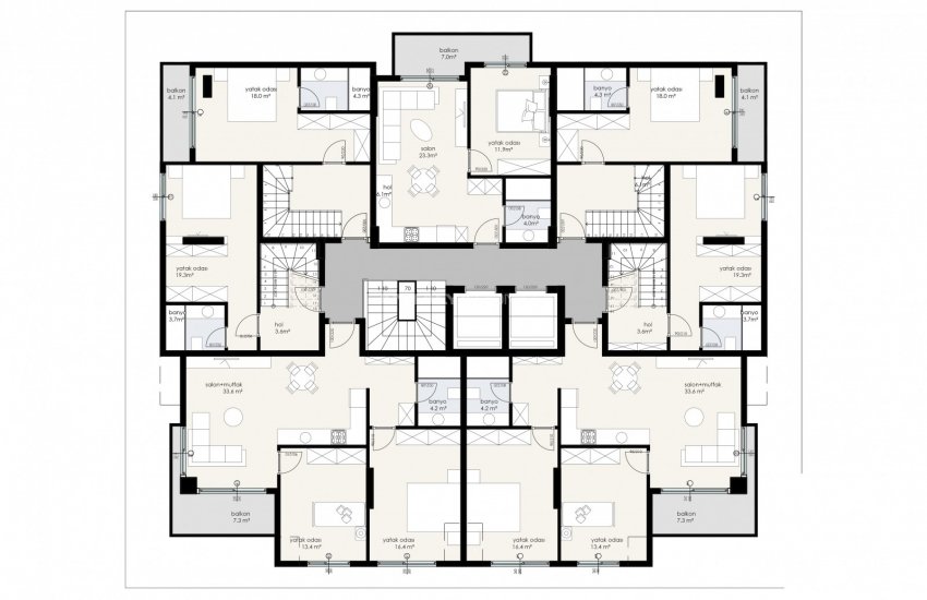 شقق حديثة البناء بموقع مركزي في أوبا ألانيا 22
