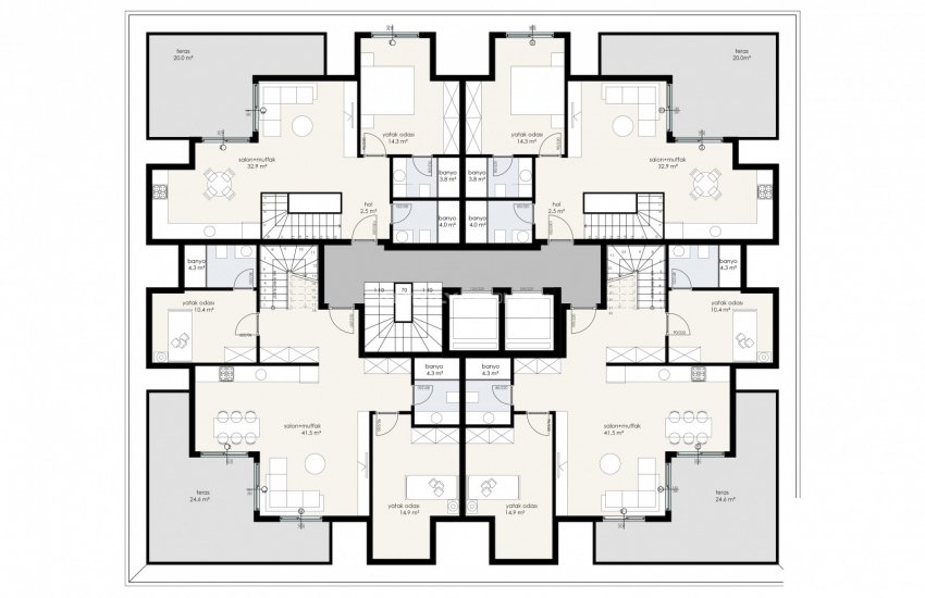 شقق حديثة البناء بموقع مركزي في أوبا ألانيا 23