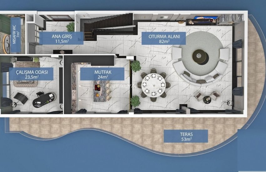 Freistehende Meerblick Villa Und Privatem Garten In Alanya 23