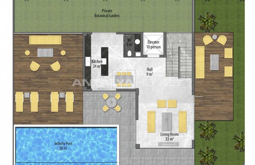 Alanya'da Özel Bahçeli ve Kale Manzaralı Lüks Villalar 38