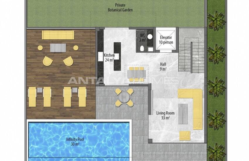Alanya'da Özel Bahçeli ve Kale Manzaralı Lüks Villalar 33