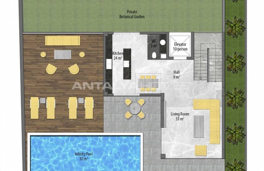 Alanya'da Özel Bahçeli ve Kale Manzaralı Lüks Villalar 29