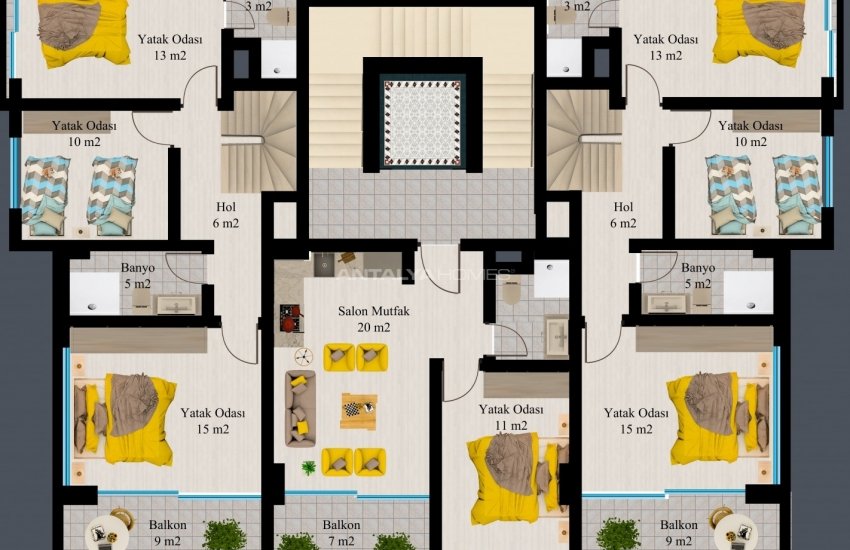 Modern Flats with Sea and Nature Views in Kargicak Alanya 25
