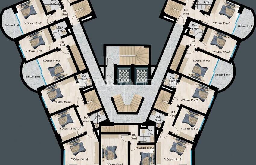آپارتمان در آلانیا در یک مجتمع با امکانات گسترده 31