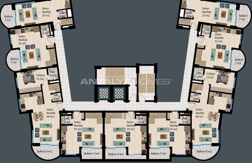 آپارتمان در آلانیا در یک مجتمع با امکانات گسترده 28