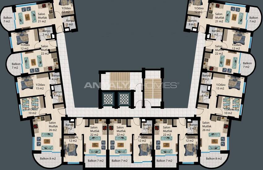 آپارتمان در آلانیا در یک مجتمع با امکانات گسترده 27