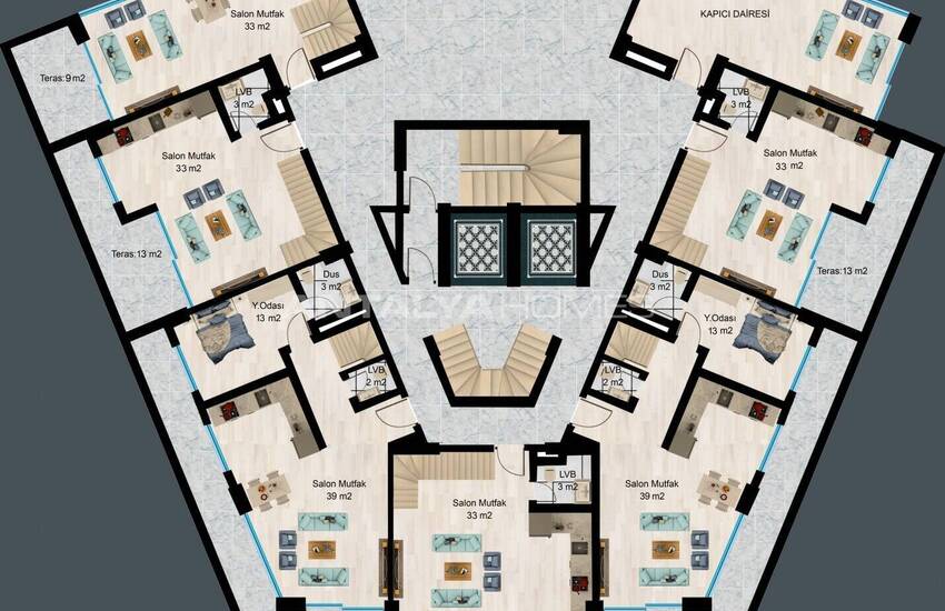 آپارتمان در آلانیا در یک مجتمع با امکانات گسترده 30