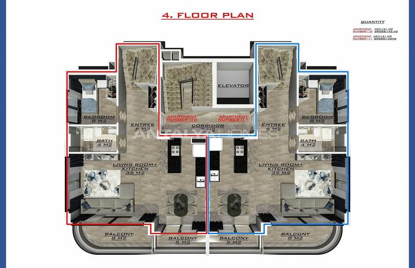 Chic Properties in a Complex with Swimming Pool in Alanya 33