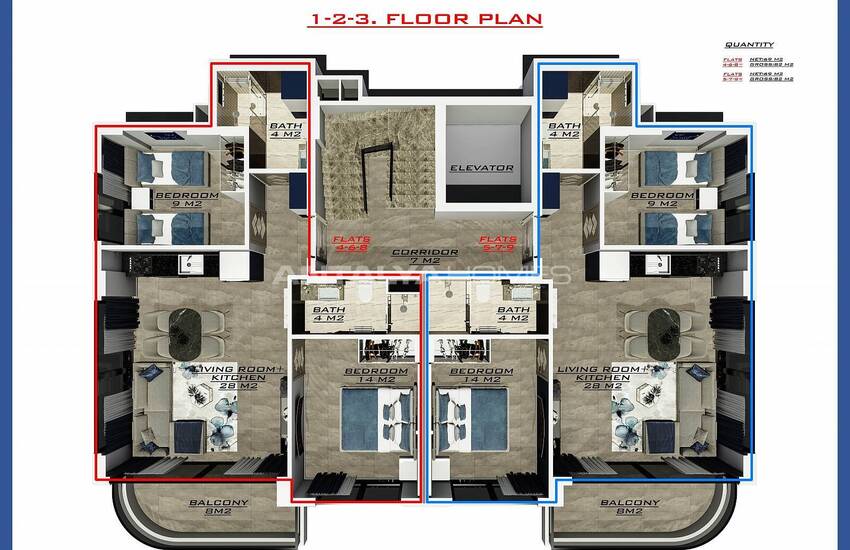 Chic Properties in a Complex with Swimming Pool in Alanya 29