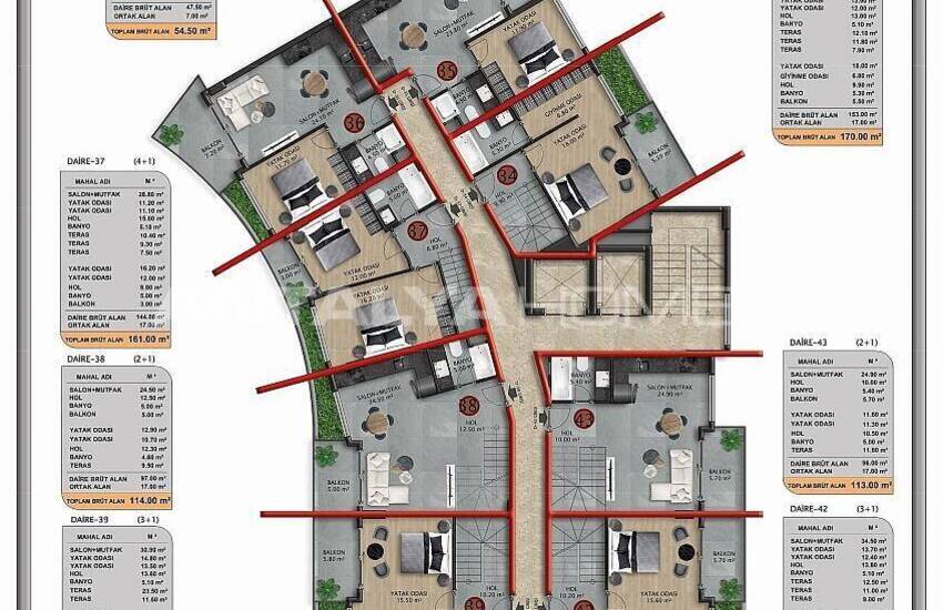 Appartements Avec Piscines À Oba Alanya 41
