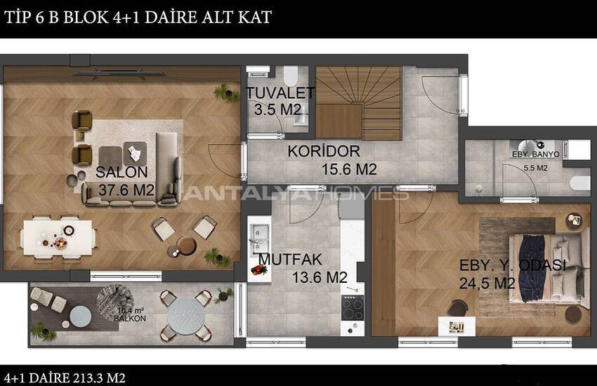 Antalya Muratpaşa’da Akıllı Ev Sistemli Modern Daireler 53