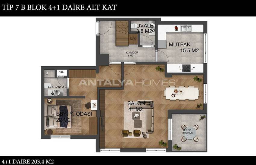 Antalya Muratpaşa’da Akıllı Ev Sistemli Modern Daireler 54