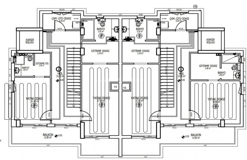 Semi-detached Villas with a Lift and a Pool in Dosemealti 23