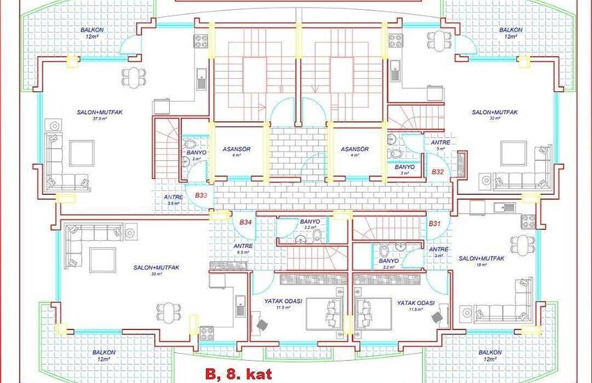 Новые квартиры рядом со всей инфраструктурой в Алании, Сарай 28