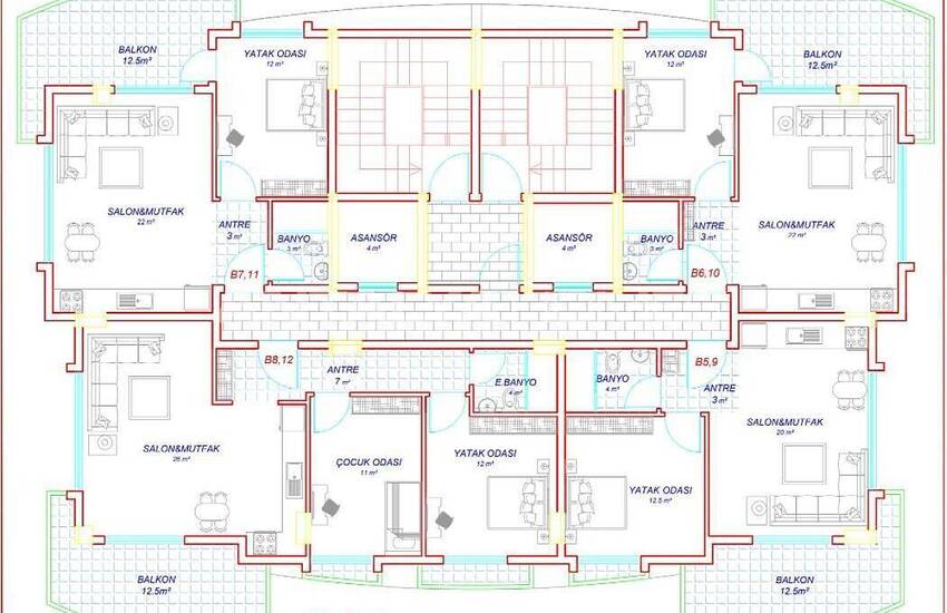 Новые квартиры рядом со всей инфраструктурой в Алании, Сарай 26