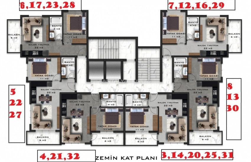 Sea View Properties Near the Beach in Alanya Demirtas 31