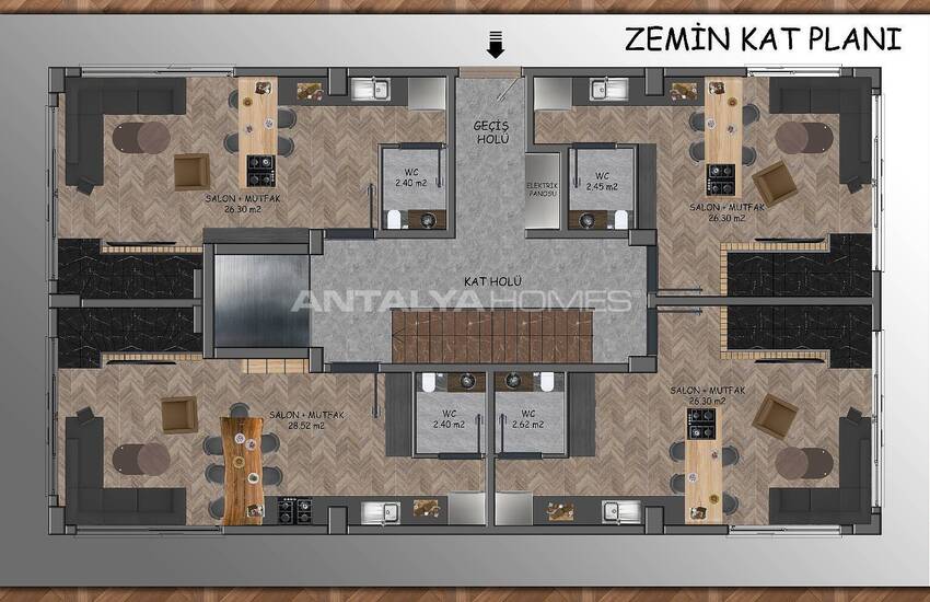 املاک نوساز در یک مجتمع لوکس با استخر در یشیلباهچه، لارا 34
