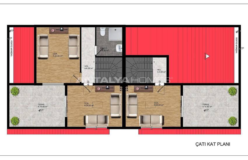 Antalya Muratpaşa’da Akıllı Ev Sistemi Bulunan İkiz Villa 40