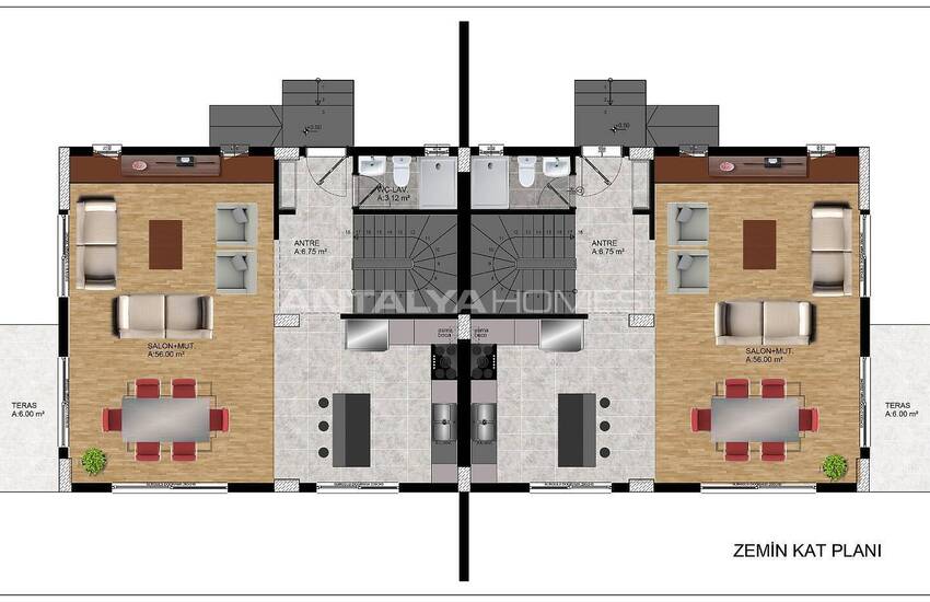 Antalya Muratpaşa’da Akıllı Ev Sistemi Bulunan İkiz Villa 38