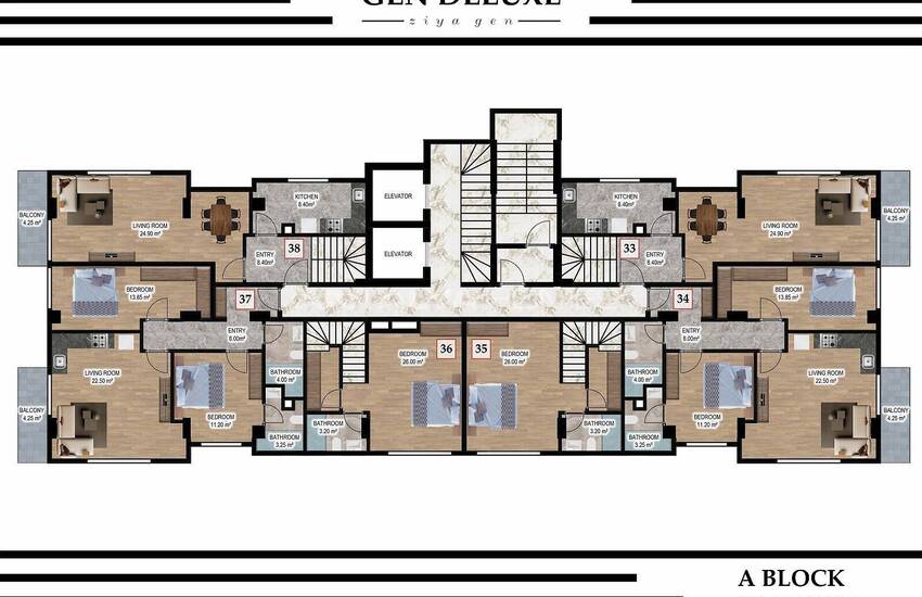 Квартиры в Новом Комплексе в Центре Аланьи 21