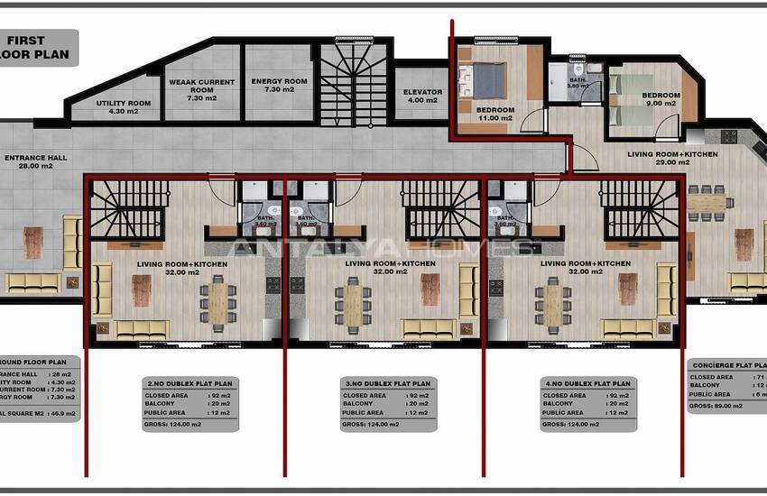 Wohnungen In Stilvollem Zwei-block-komplex In Tosmur Alanya 46