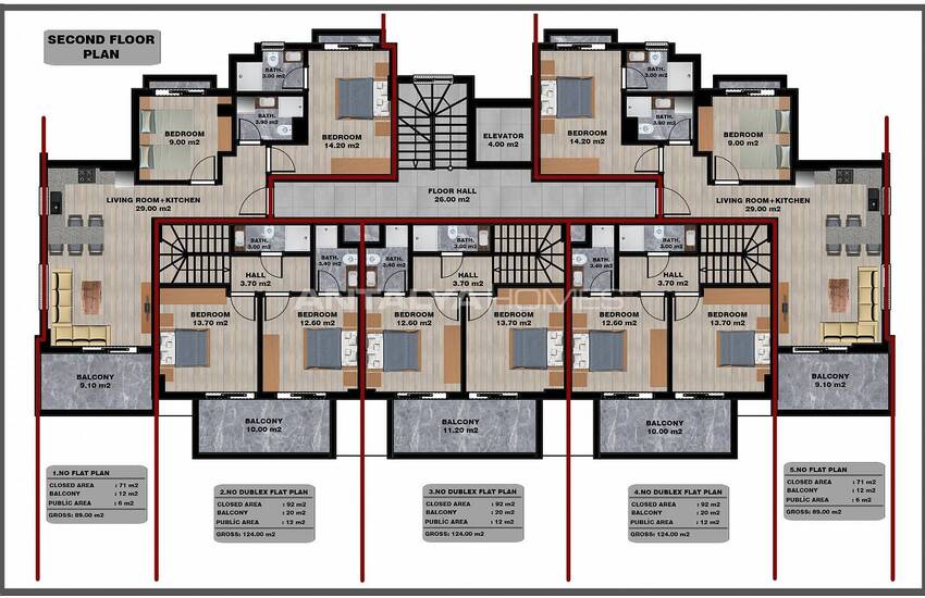 Wohnungen In Stilvollem Zwei-block-komplex In Tosmur Alanya 47