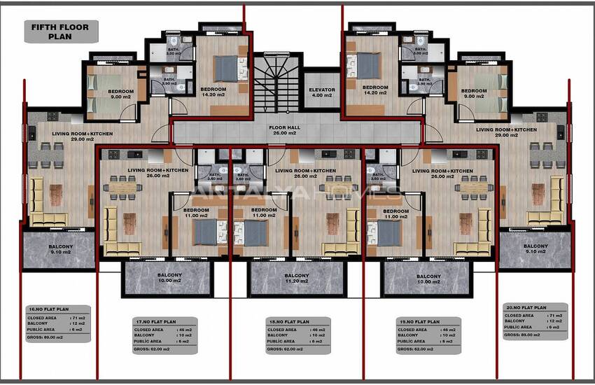 Wohnungen In Stilvollem Zwei-block-komplex In Tosmur Alanya 50