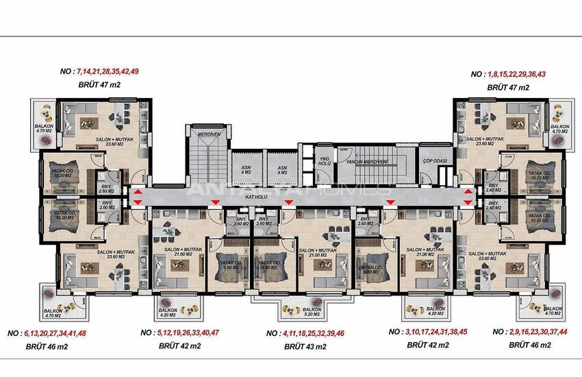 Sea View Flats Close to the Beach in Alanya Mahmutlar 37