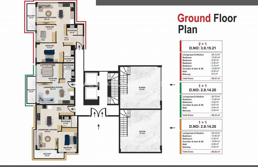 Investment Apartments for Sale in Alanya Kargicak 43