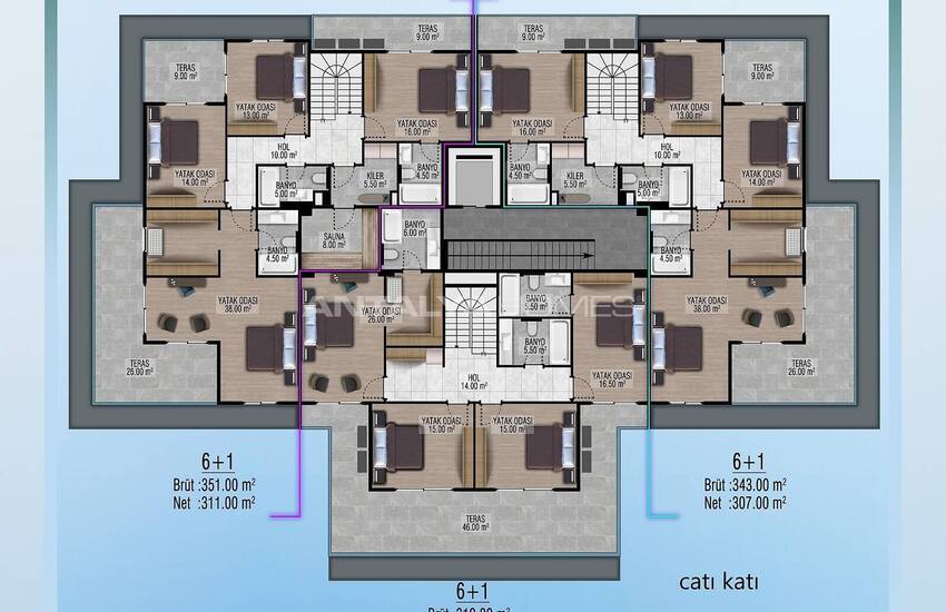 Alanya'da Otel Konseptli Lüks Projede Şık Daireler 35
