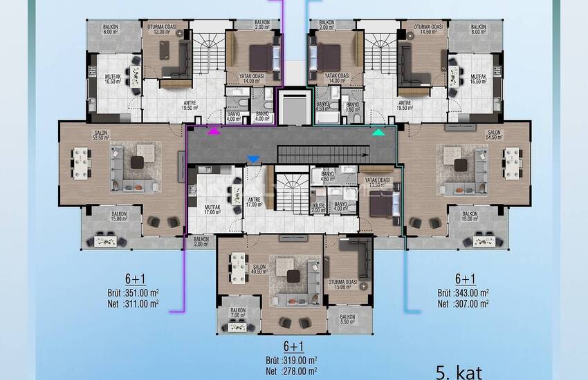 Alanya'da Otel Konseptli Lüks Projede Şık Daireler 36
