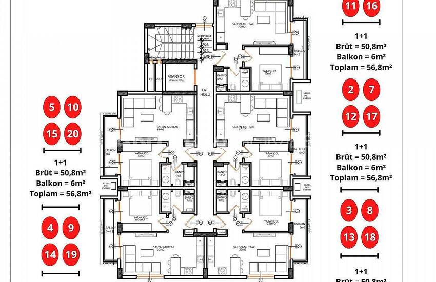 Elegant Flats in a Complex in Oba Neighborhood in Alanya 18
