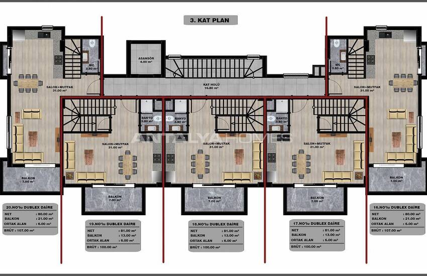 Real Estate in a Complex with Swimming Pool in Alanya Oba 30