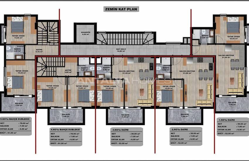 Real Estate in a Complex with Swimming Pool in Alanya Oba 27