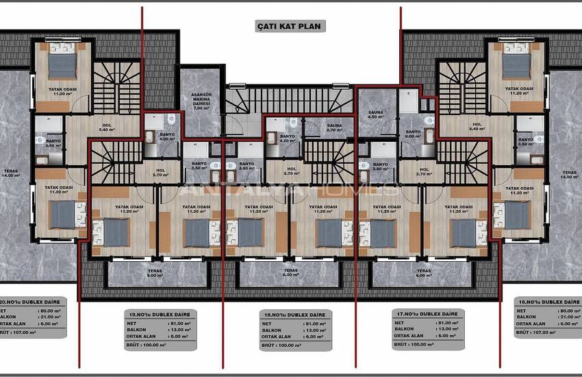 Real Estate in a Complex with Swimming Pool in Alanya Oba 24