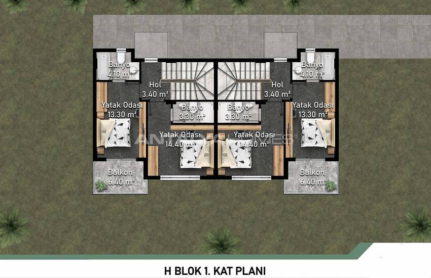 Stylish Houses in a Comprehensive Complex in Alanya Kargicak 30