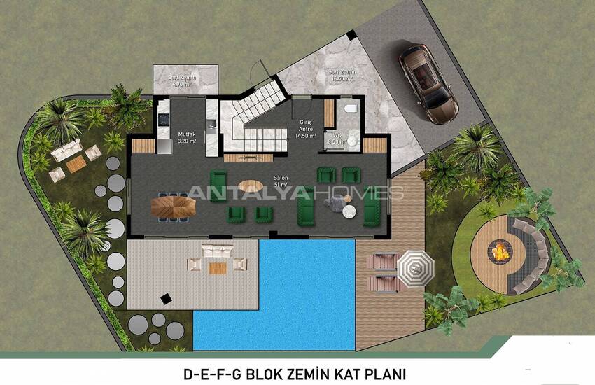 Stylish Houses in a Comprehensive Complex in Alanya Kargicak 27