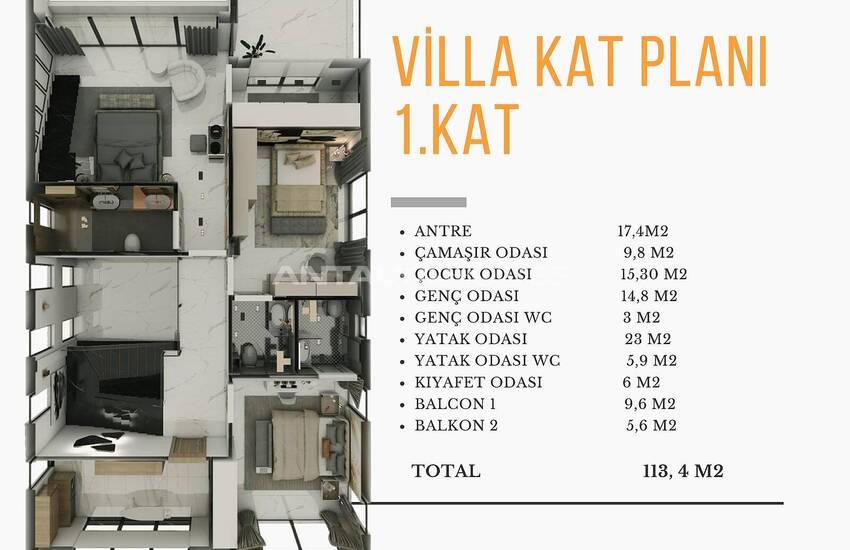 Villas with Private Pool and Sauna in Dosemealti Antalya 83