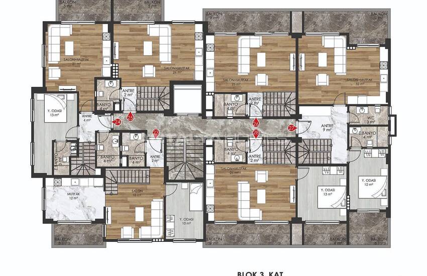 Alanya Oba'da Lüks Olanaklara Sahip Sitede Şık Daireler 9