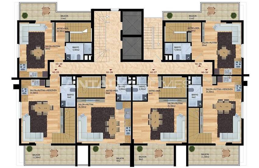 Alanya Mahmutlar'da Sosyal Olanaklı Projede Satılık Daireler 22