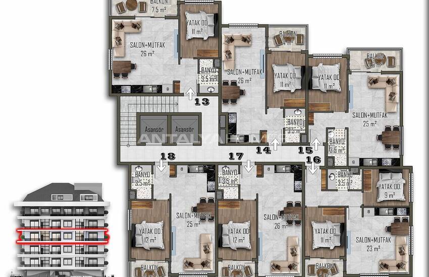 Alanya Mahmutlar'da Sosyal İmkanlı Projede Satılık Daireler 18