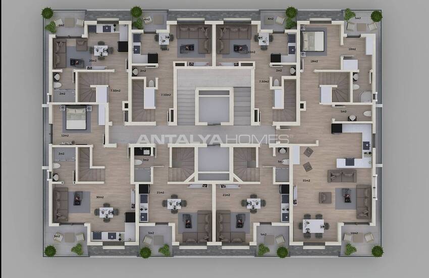 Gazipaşa'da Havuzlu Site İçinde Taşınmaya Hazır Şık Daireler 19