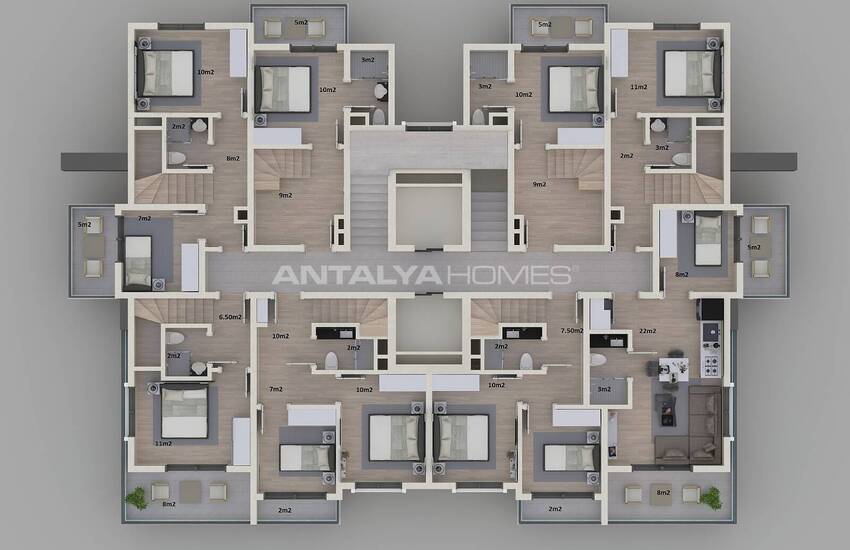 Gazipaşa'da Havuzlu Site İçinde Taşınmaya Hazır Şık Daireler 20
