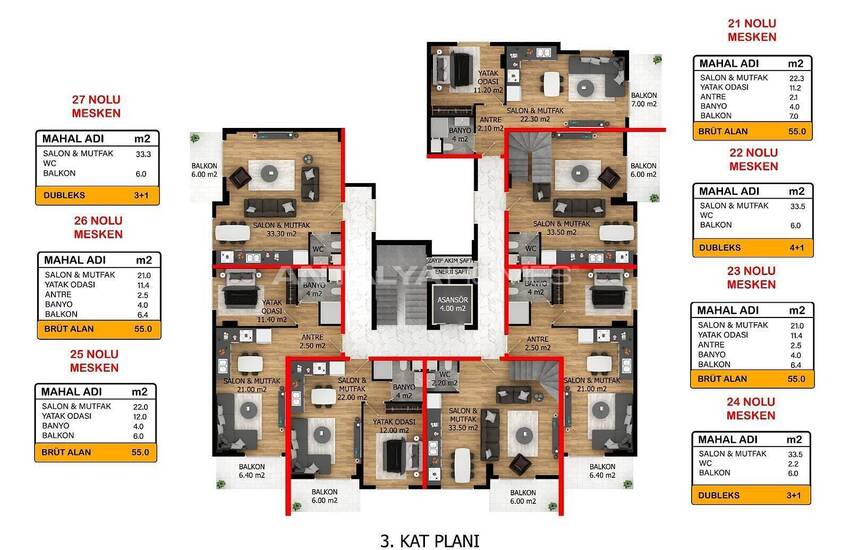 Havsutsikt Lägenheter I Ett Komplex Med Pool I Payallar, Alanya 7