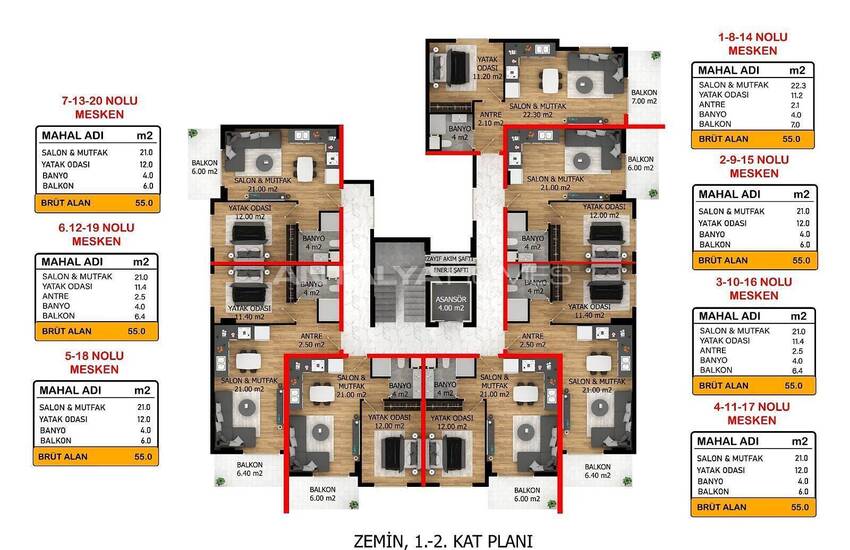 Havsutsikt Lägenheter I Ett Komplex Med Pool I Payallar, Alanya 8